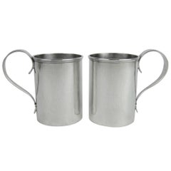 Antique American Arts & Crafts Sterling Silver Mugs by Marie Zimmermann