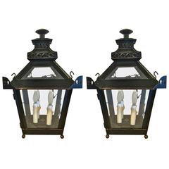 Pair of 20th Century English Regency-Style Chinoiserie Lanterns