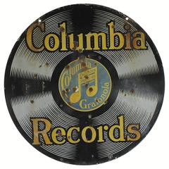 1920s Porcelain Double Sided Sign "Columbia Records"