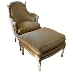 Vintage Louis XVI Style Bergere with Tabouret