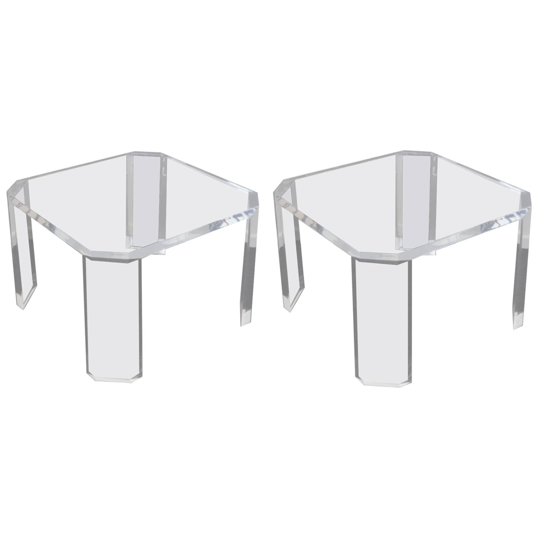 Pair of Acrylic "L'Ami" Side Tables by Charles Hollis Jones For Sale