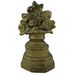 Antique Cast Iron Petite Gilded Floral Urn Doorstop