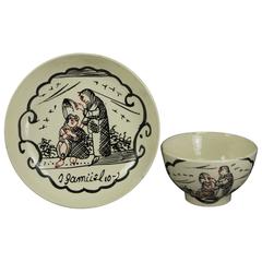 English 18th Century Creamware Pottery Toy Tea Bowl and Saucer, circa 1770 2