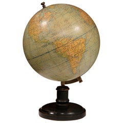 Antique Turn of the Century French Globe on Carved Walnut Base Signed G. Thomas, Paris