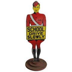 Tall 1920s Freestanding Figural Traffic Sign