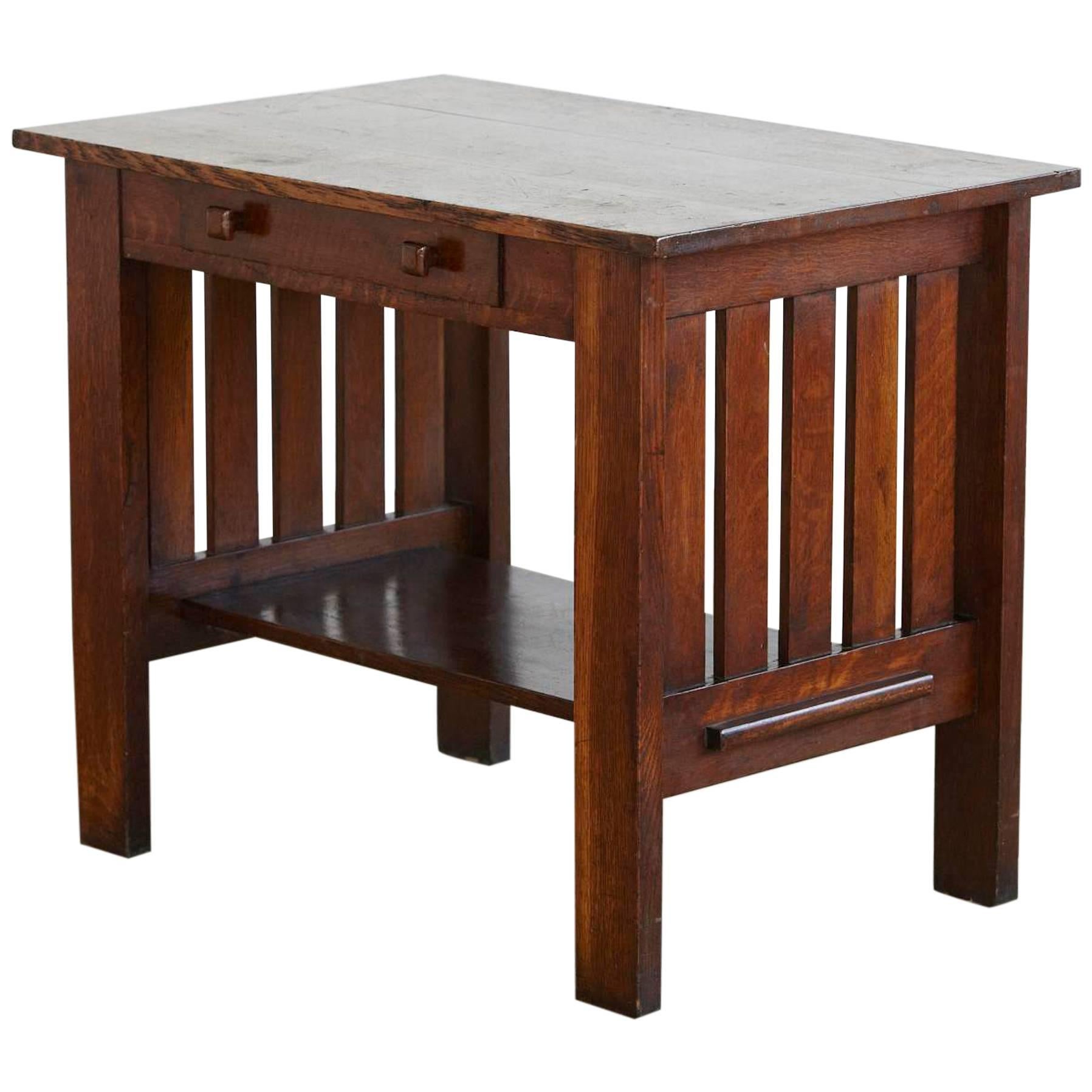 Arts & Crafts Mission Style Oak Library Table from the Estate of José Ferrer