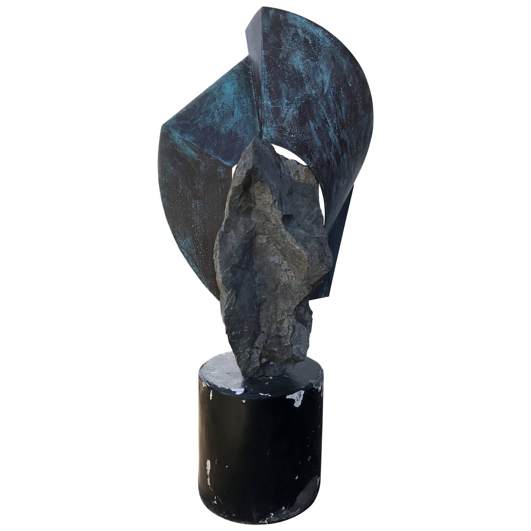 Custom Contemporary Stone and Copper Sculpture