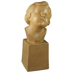 French Art Deco Terracotta Sculpture Bust of a Child Signed D Daniel, 1930s 12