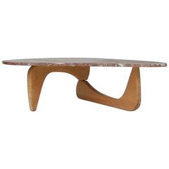 Isamu Noguchi Style Coffee Table with Rojo Alicante Marble Top