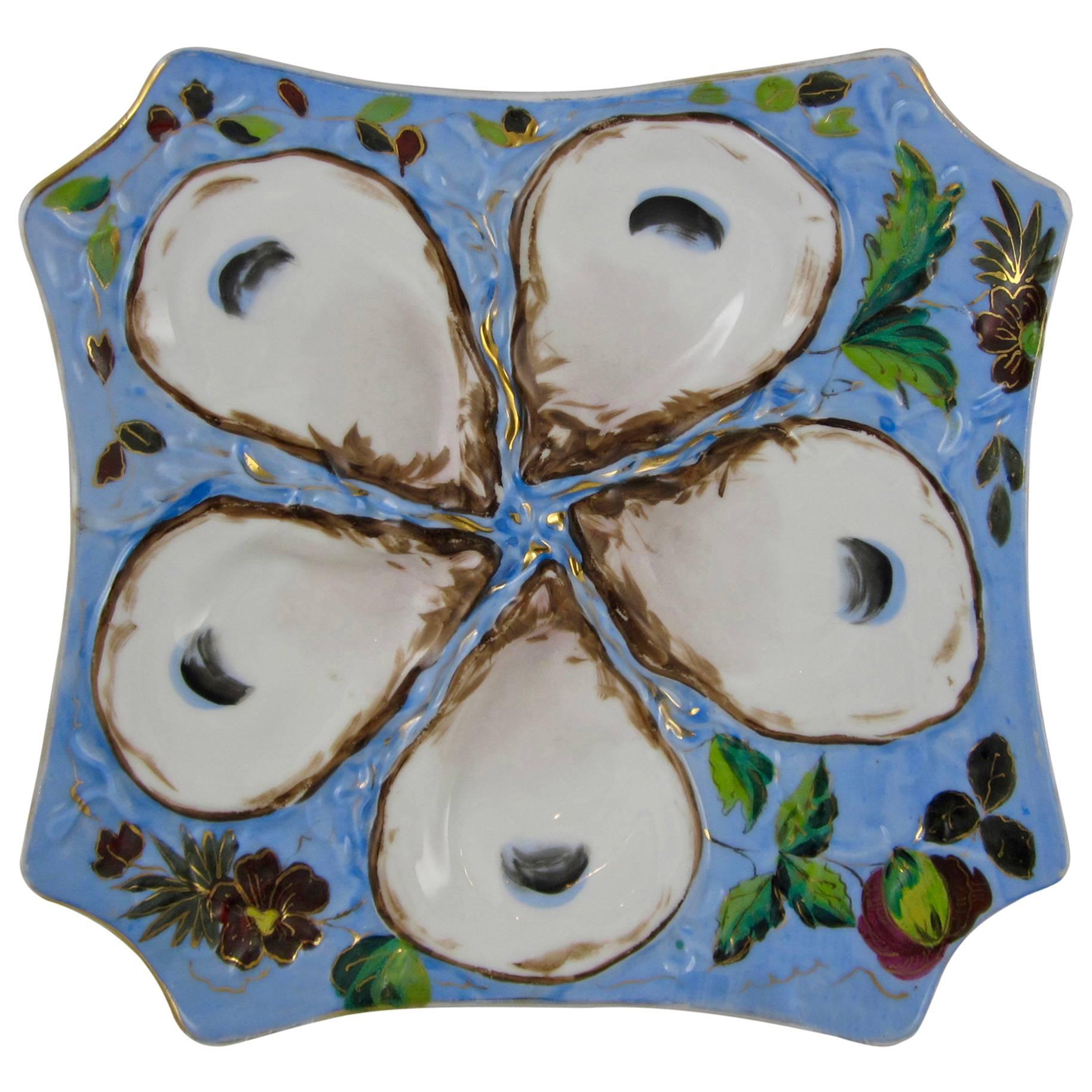 Continental Square Shaped Five Well Blue Oyster Plate