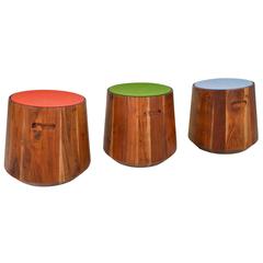 Set of Three Wooden Drum Style Tables