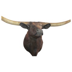 Vintage Monumental Texas Longhorn Mounted Bull