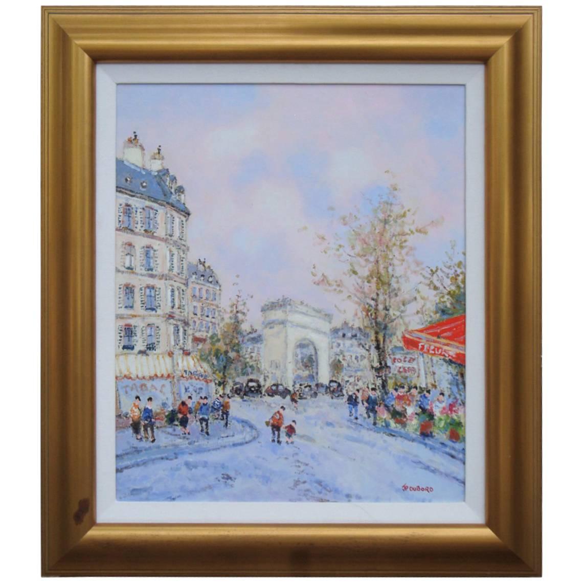Rare Extra Large Deluxe Orig Jean Pierre Dubord Champs Elysees Paris Painting For Sale