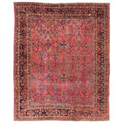 Antique Persian Sarouk Carpet with Naturally Dyed Wool and Large-Scale Flowers