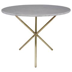 Mid-Century Modern Brass and Marble Dining Table