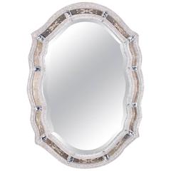 Vintage Magnificent Lrg Oval Venetian Glass Mirror Adorned with Swarovski Crystals!!
