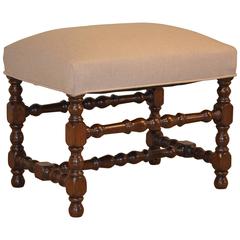 19th Century English Turned Upholstered Bench