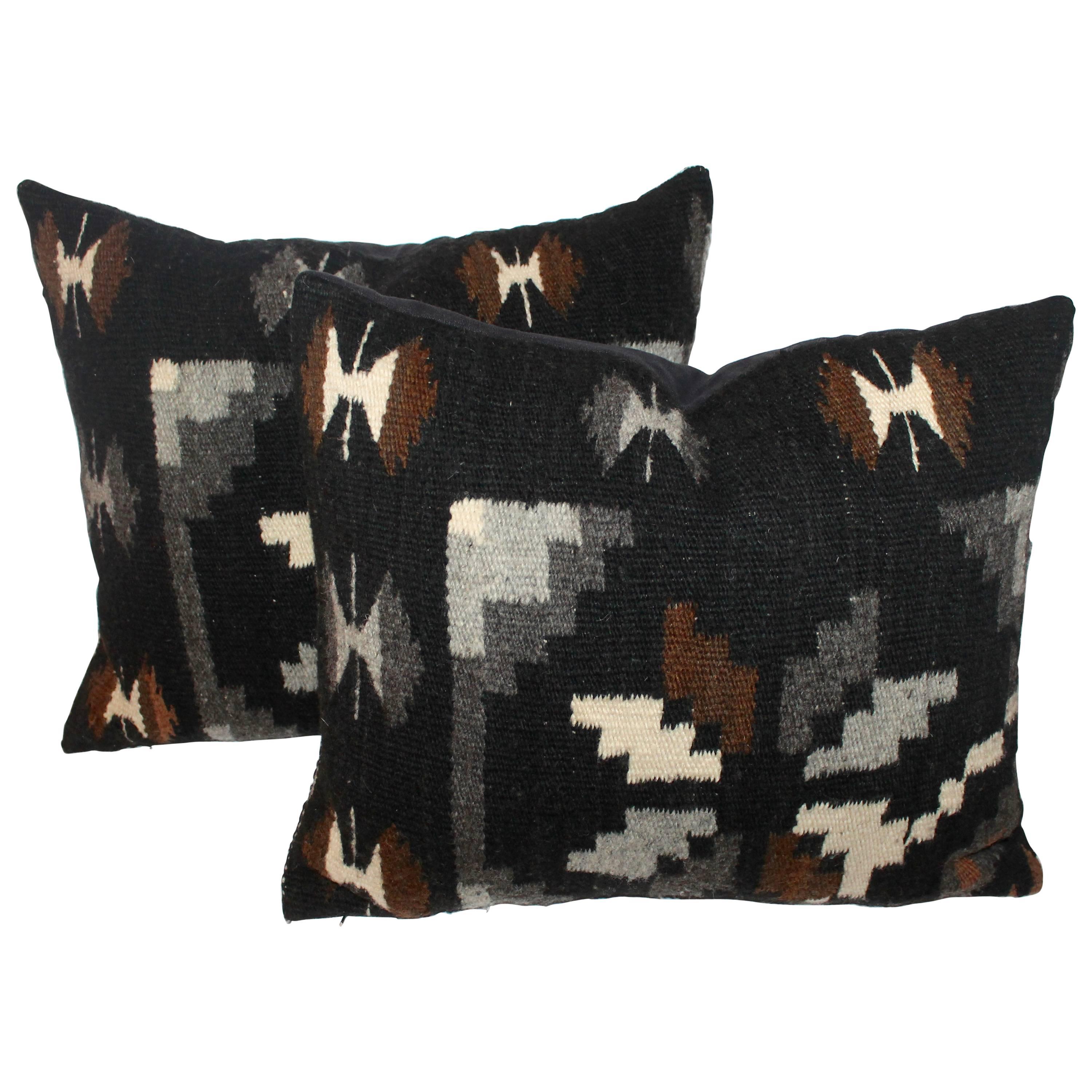 Pair of Geometric Navajo Weaving Pillows