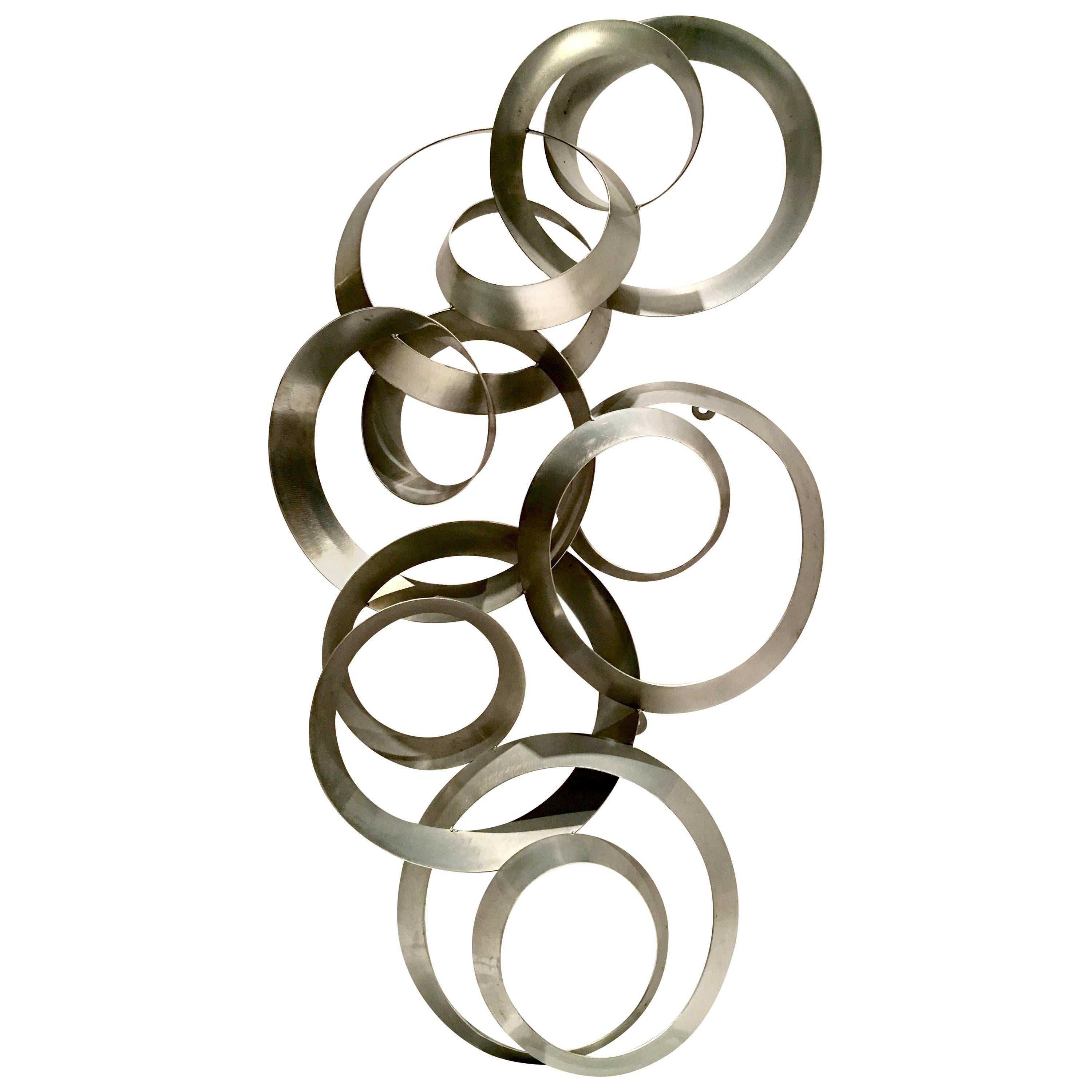 C. Jere Brushed Steel "Continuity" Dimensional Circles Hanging Sculpture