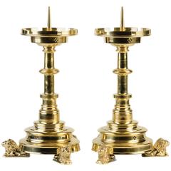 Brass Neo-Gothic Candle Sticks