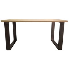 Modern Iron Industrial Table with Wood Top