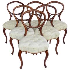 Set of Six 19th Century Solid Walnut Dining Chairs