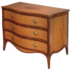 Antique Hepplewhite Period Serpentine Harewood Commode