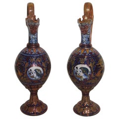 Antique Pair of Amphoras Enamel Luster Gualdo Tadino, 1940