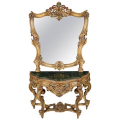 20th Century Rococo Wall-Mirror with Console