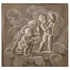 19th Century French Painting "Allegory of Sculpture with Little Angels"