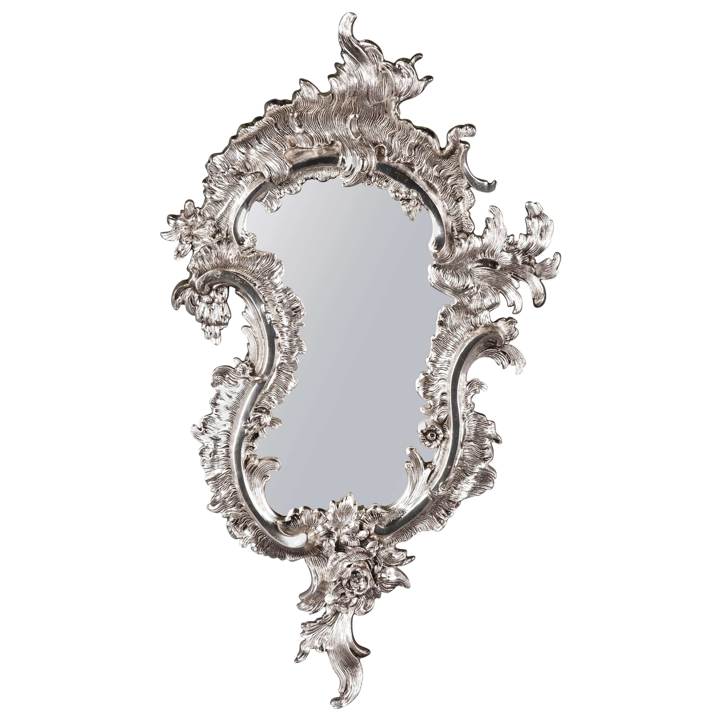 20th Century Rococo Style Silver-Gilded Wall Mirror For Sale