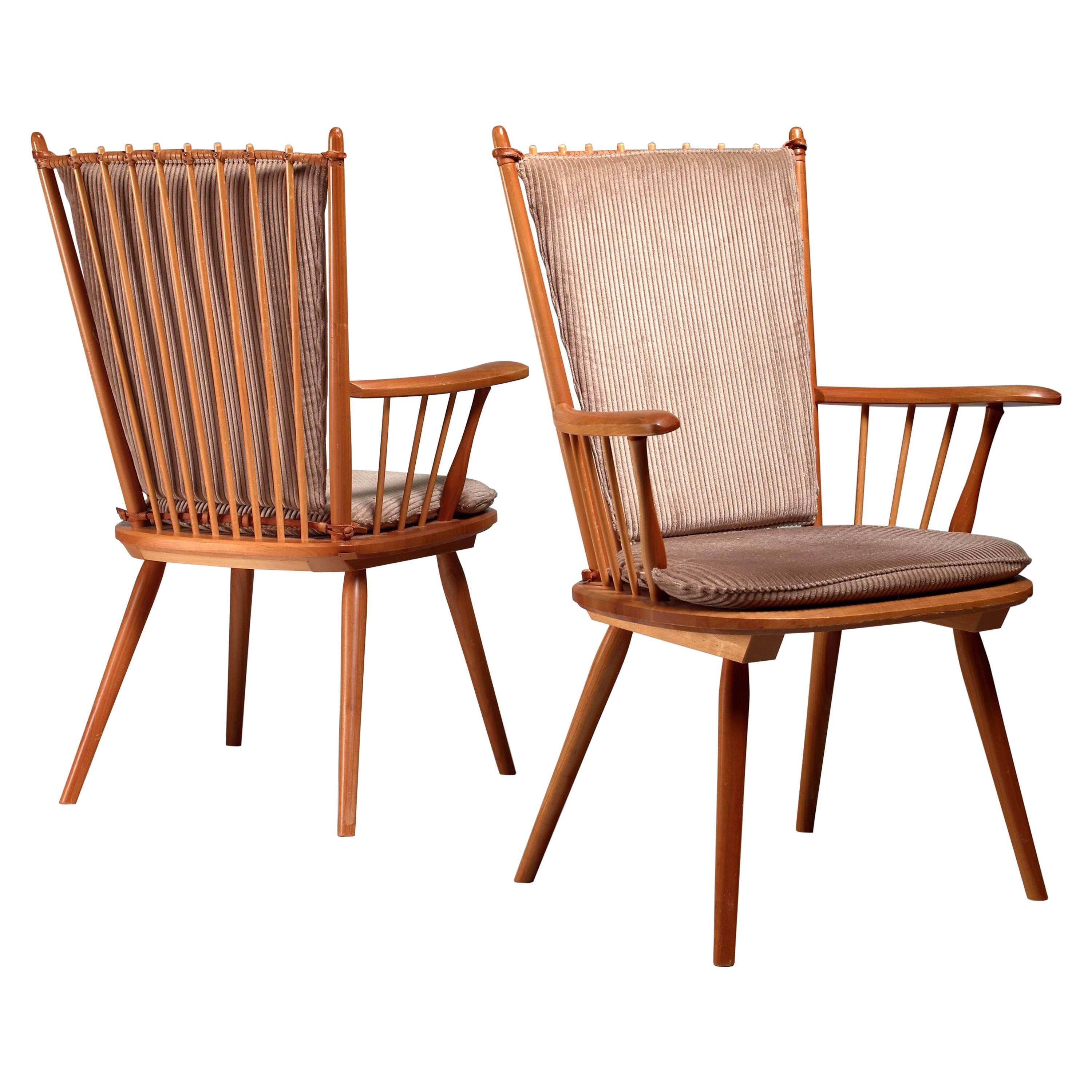 Albert Haberer Pair of Arts and Crafts Chairs, Germany, circa 1950 For Sale