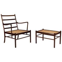 Ole Wanscher  PJ-149 Rosewood Colonial Chair and Ottoman