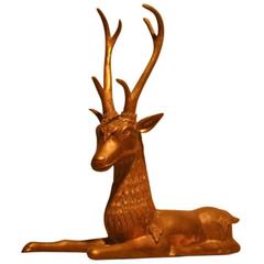 Solid Brass Deer Sculpture, 1970s