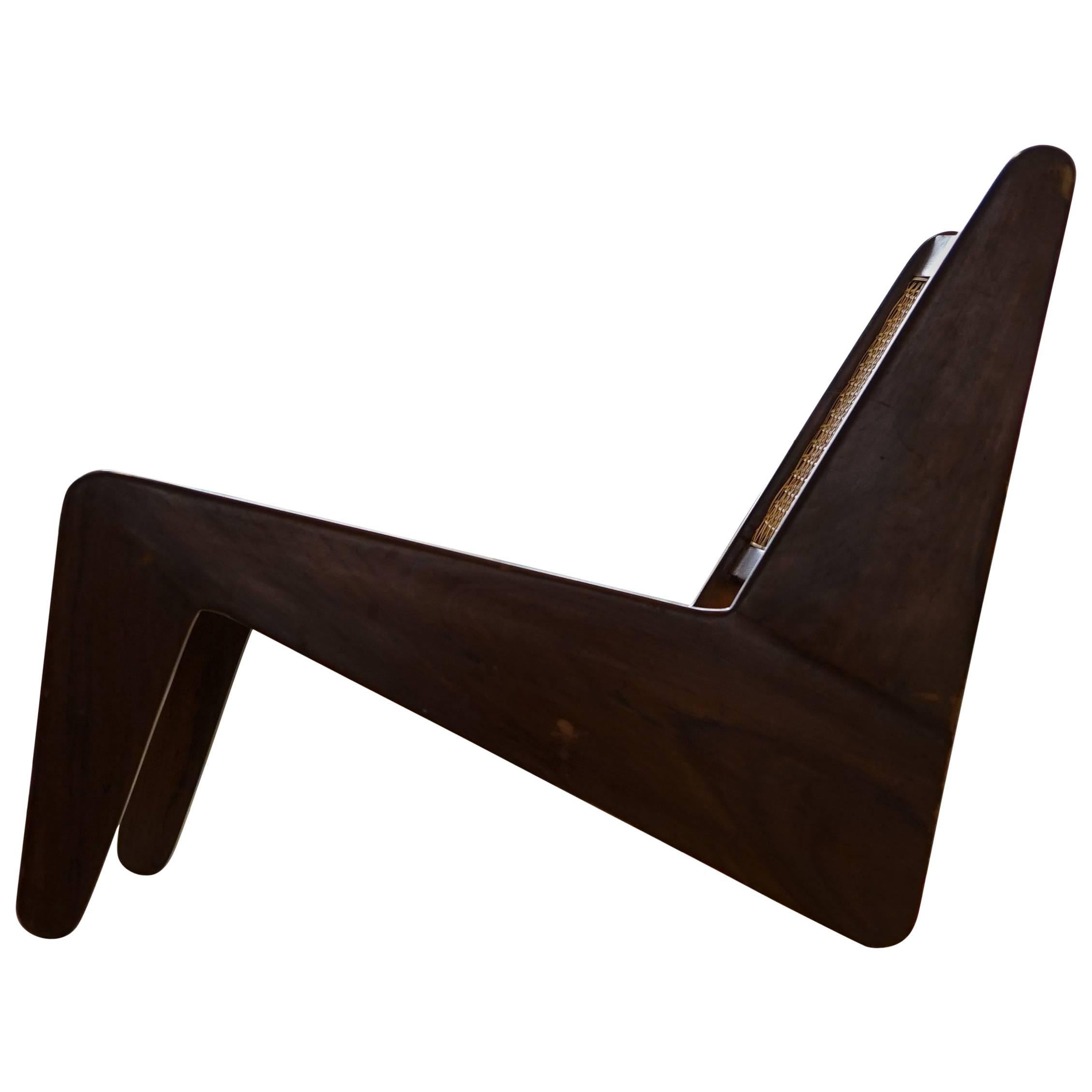 Pierre Jeanneret, Kangourou Lounge Chair in Sissoo Chandigarh, India, 1955