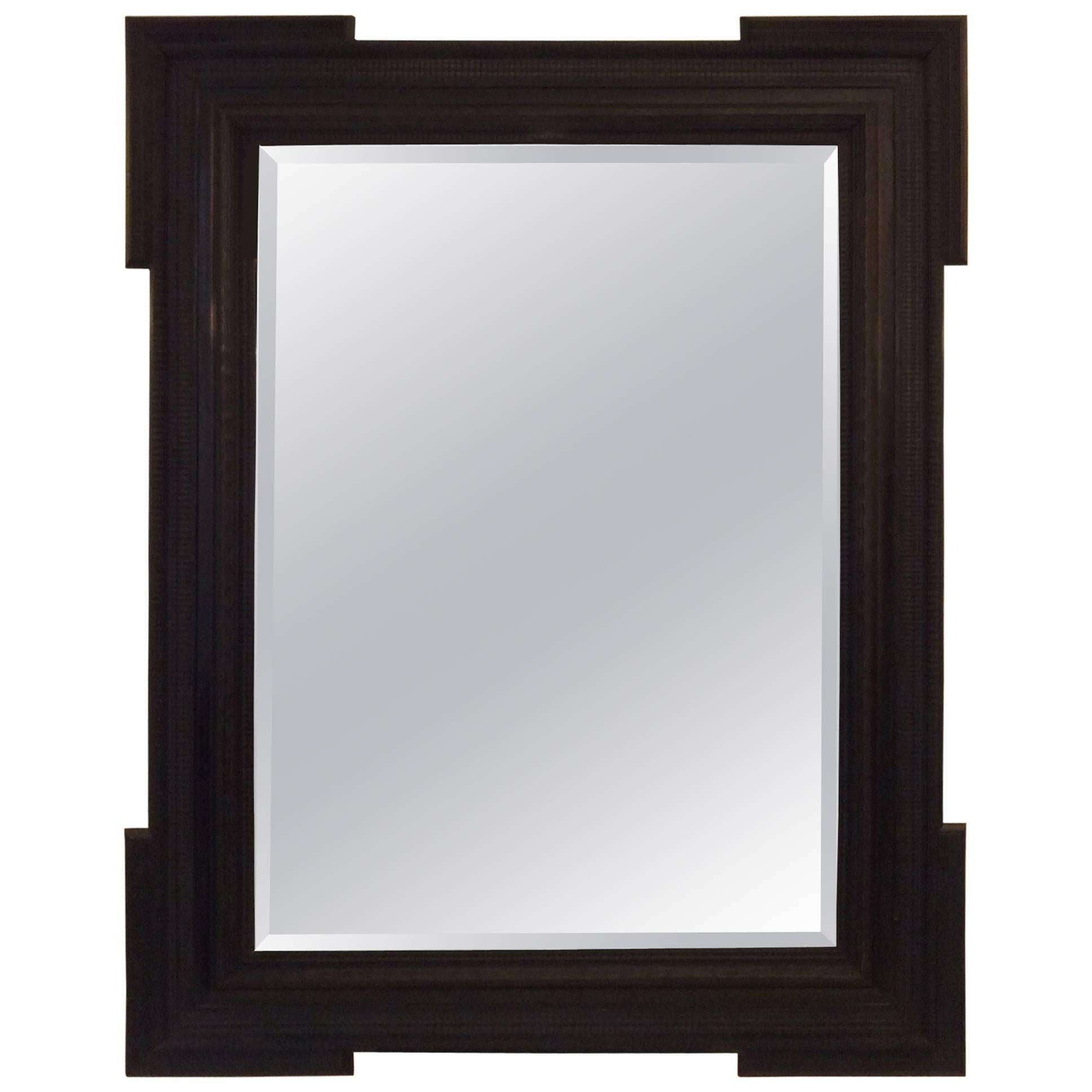 Large Black Wood Italian Mirror, circa 1930