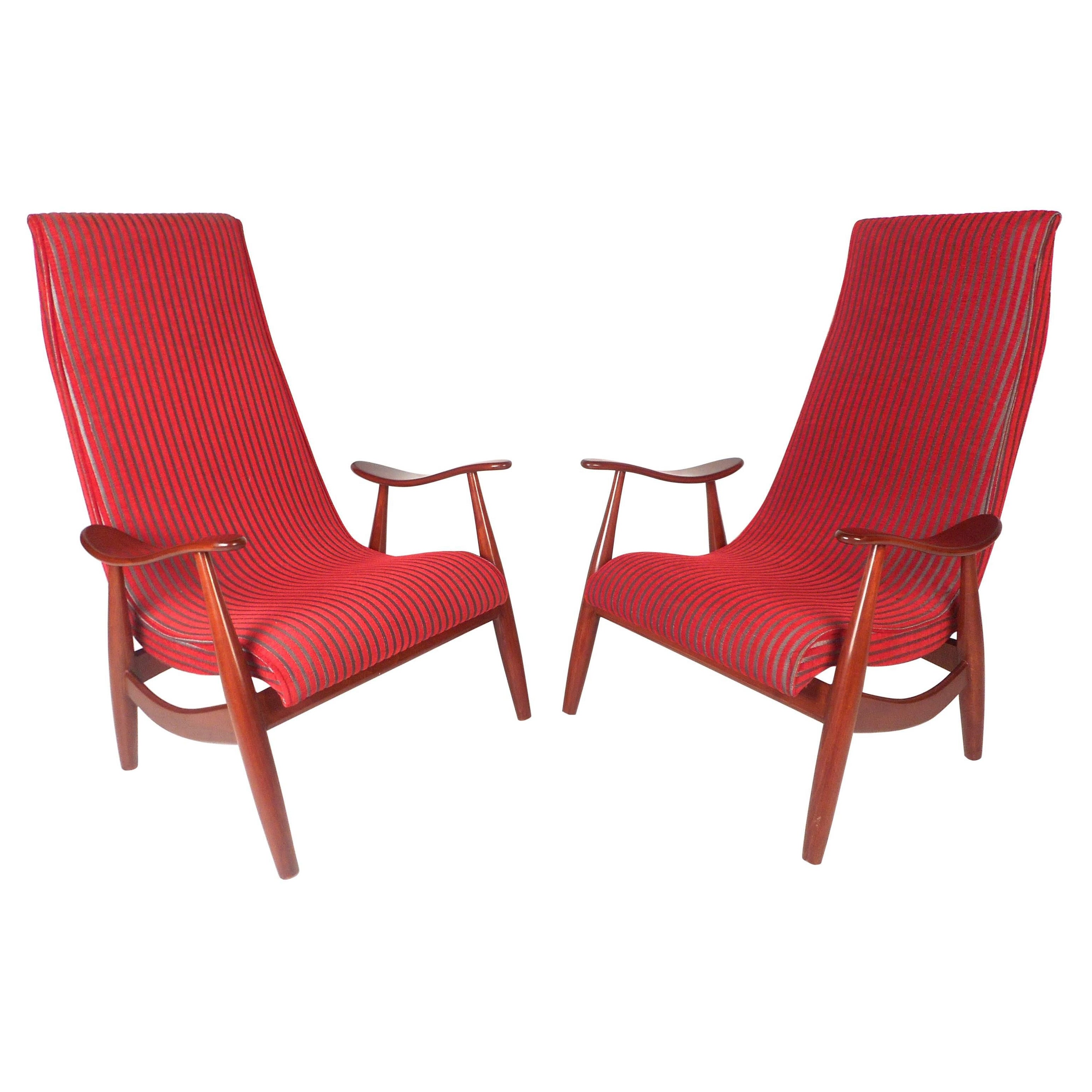 Vintage Dutch Modern High Back Chairs by Louis Van Teeffelen For Sale