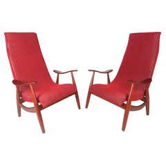 Vintage Dutch Modern High Back Chairs by Louis Van Teeffelen