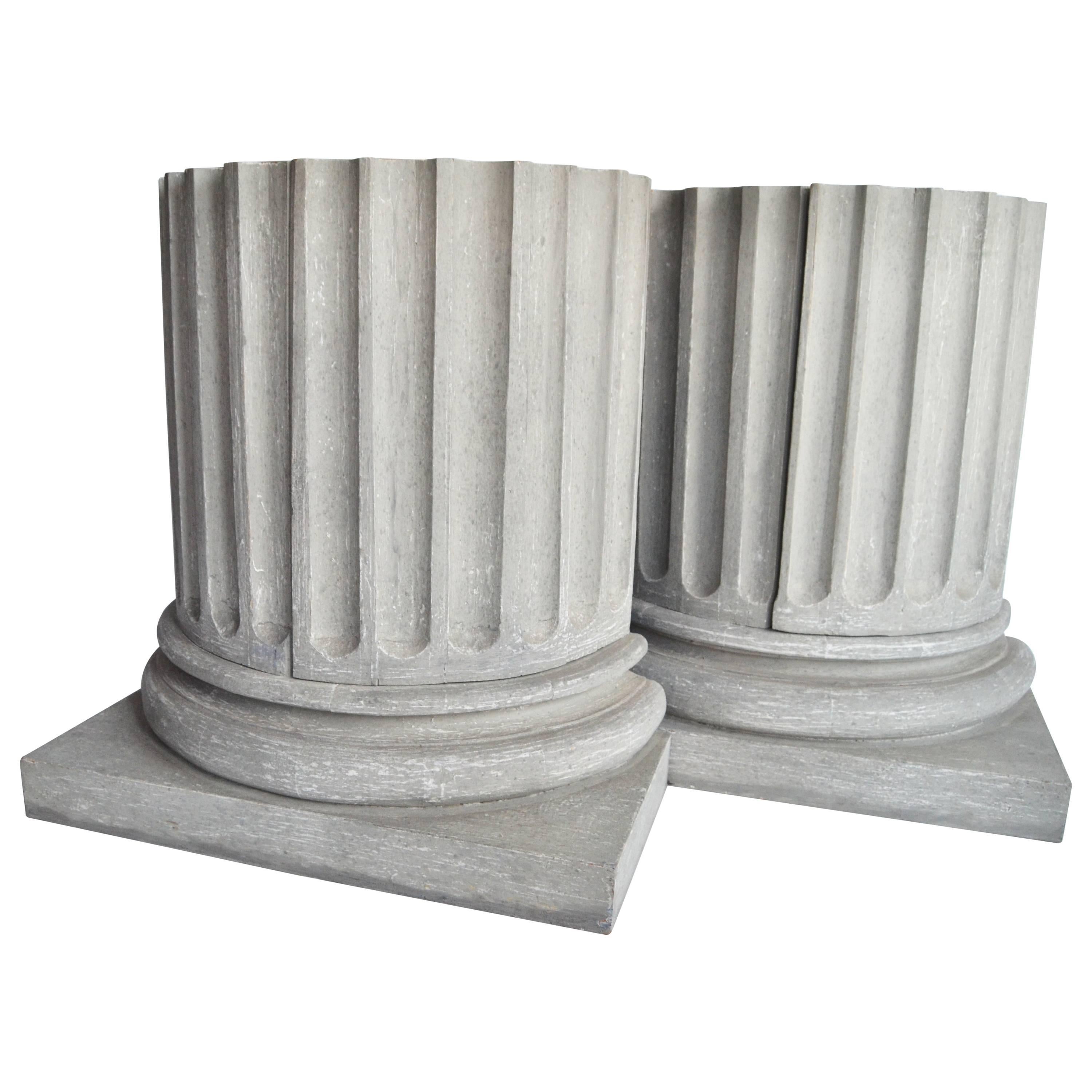 Pair of Doric Form Pedestal Cabinets For Sale