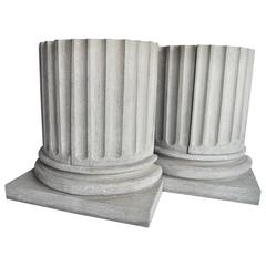 Pair of Doric Form Pedestal Cabinets
