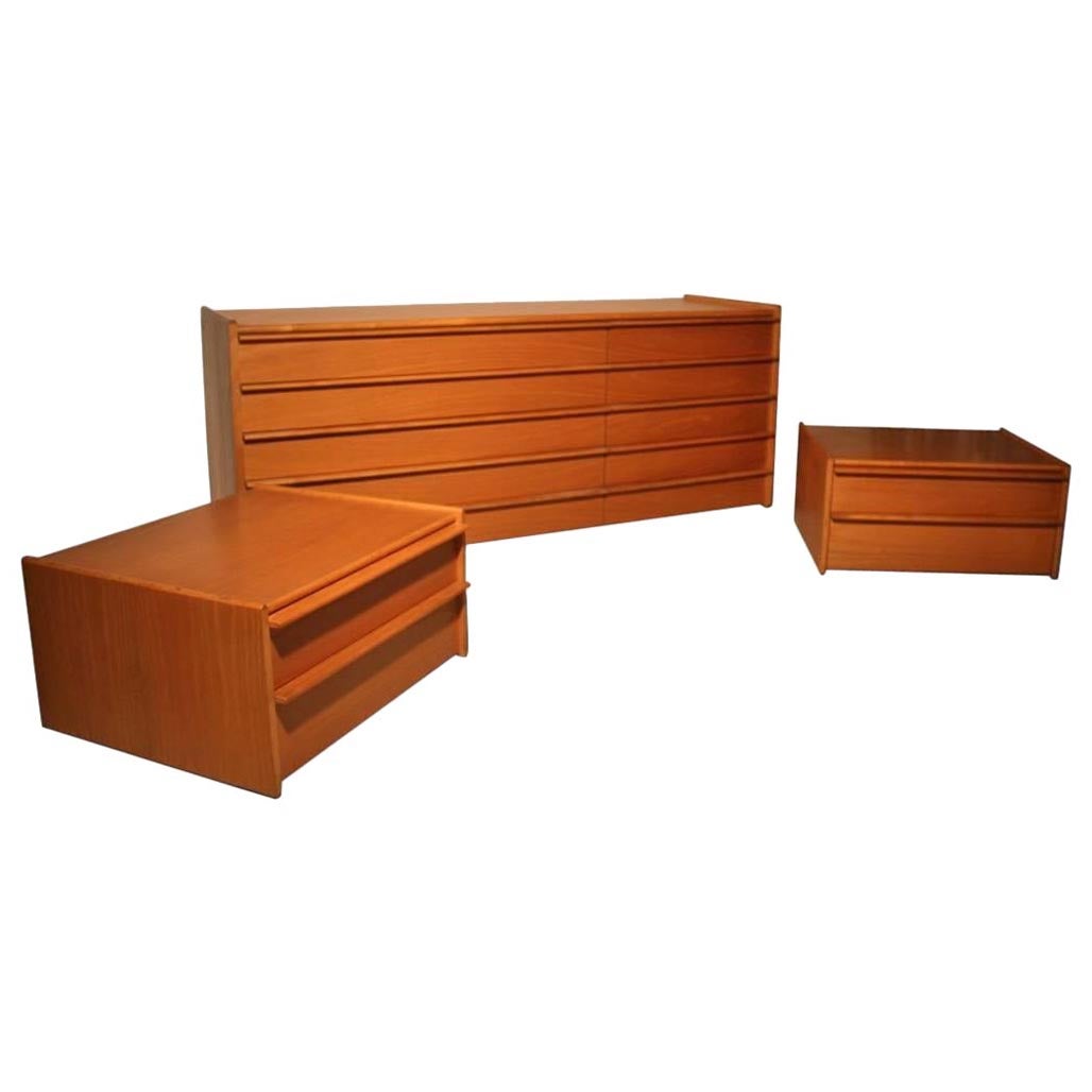 Wooden Chest of Drawers Chestnut Minimal Design, 1960s For Sale