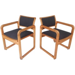 Pair of Retro Sculpted Oak Armchairs by Madison Furniture