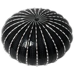 Blown and Watermarked Black and White "Urchin" Glass Vase