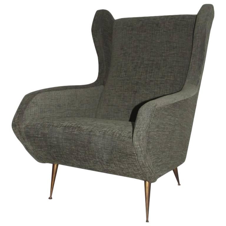 Design de fauteuil de 1950, formes géométriques à haut dossier, design italien en vente