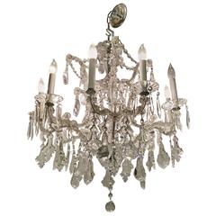 French Cut Crystal and Glass Chandelier with Ten Lights