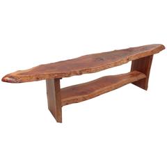 Mid-Century Modern Two-Tier Live Edge Coffee Table or Bench