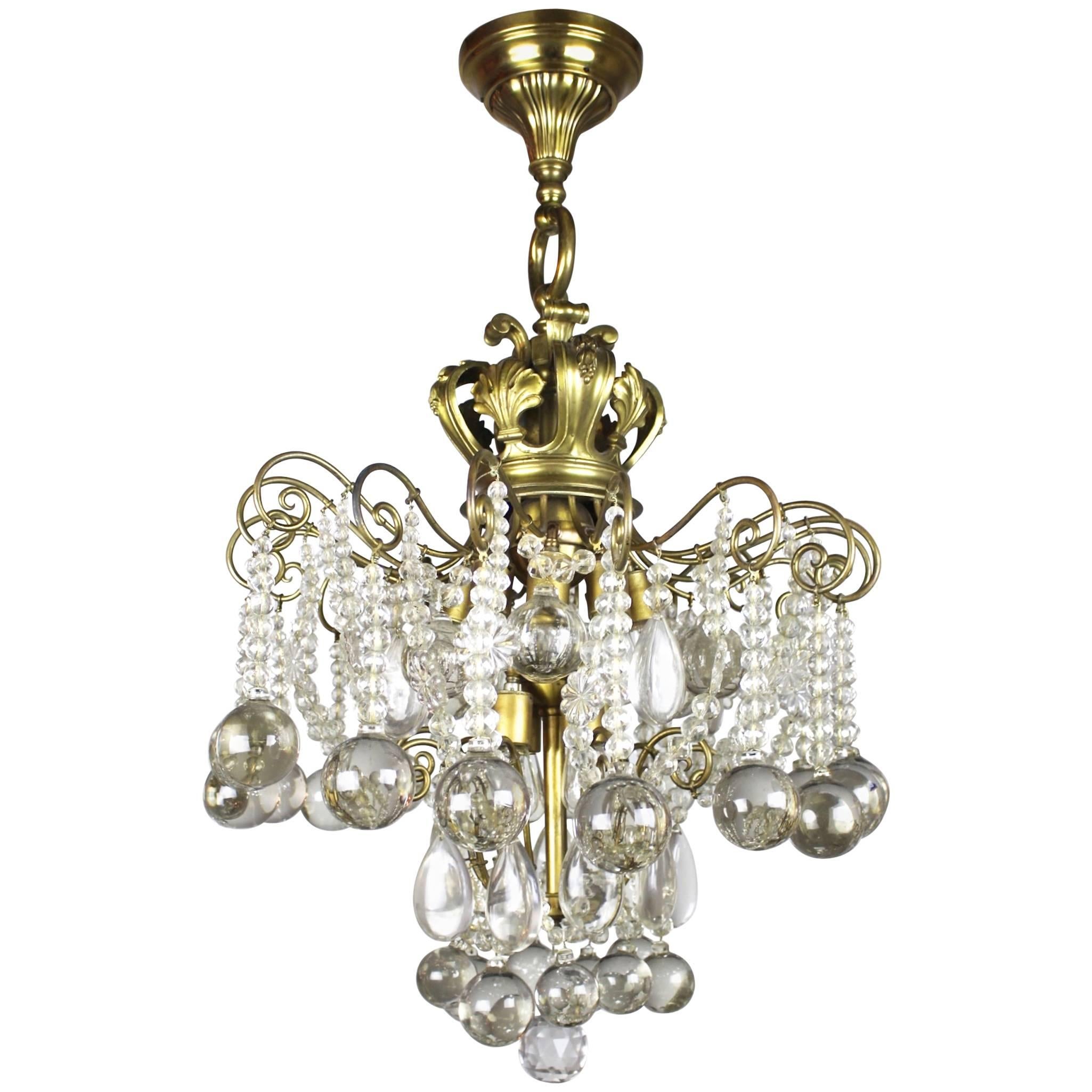 Crystal Chandelier by E. F. Caldwell For Sale