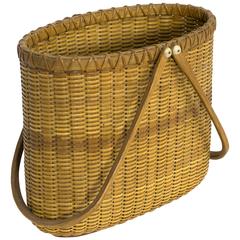 Antique Nantucket Lightship Tote Basket by Paul Willer, circa 1975