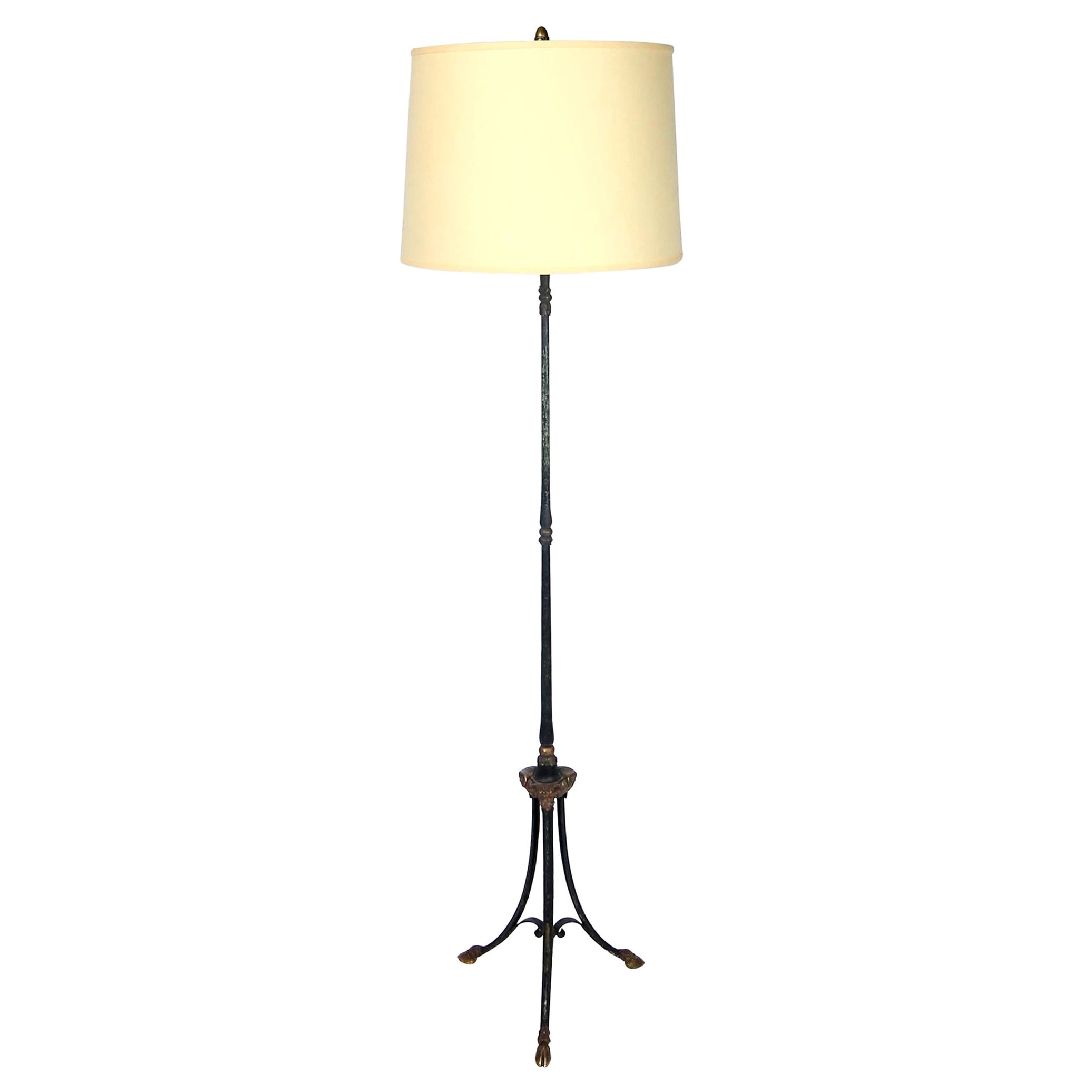 Hollywood Regency Wrought Iron and Brass Floor Lamp