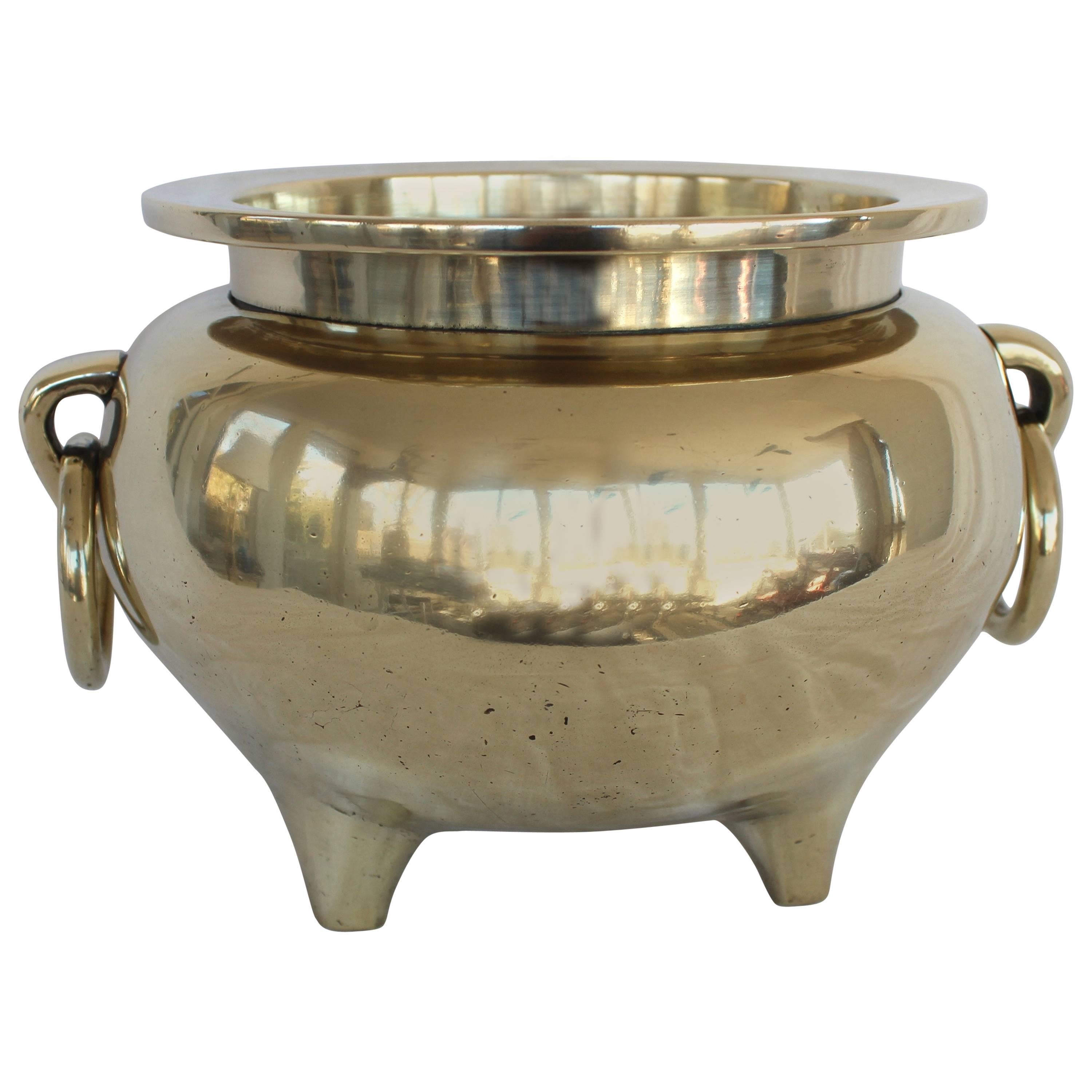 Chinese Solid Brass Cachepot For Sale